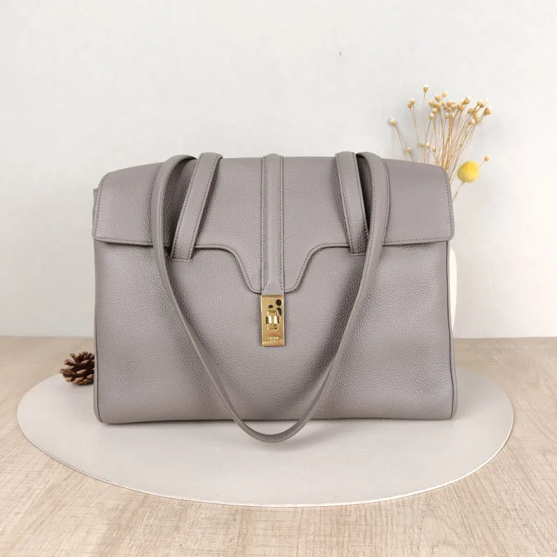CELINE Shoulder Bag Soft 16Shoulder Bag Grey Calfskin Medium32 × 15 × 24 cm