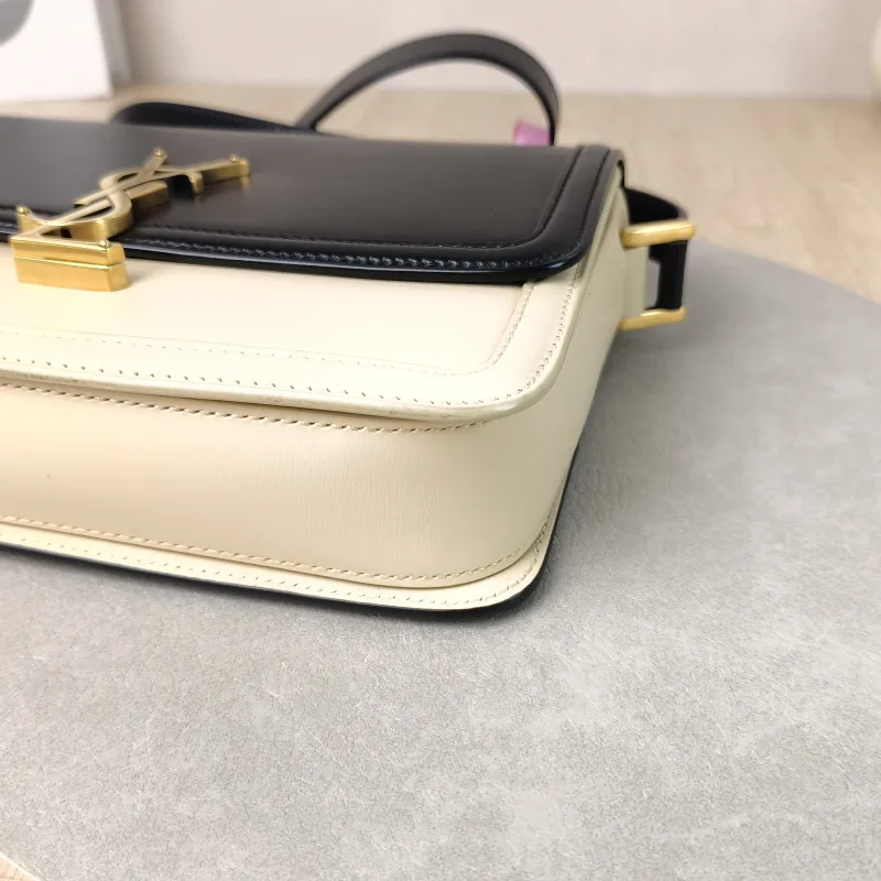 SAINT LAURENT Crossbody Bag Solferino Box Shoulder Bag Beige Black Calfskin Medium 23 × 16 × 7 cm — detail view 6 of 12