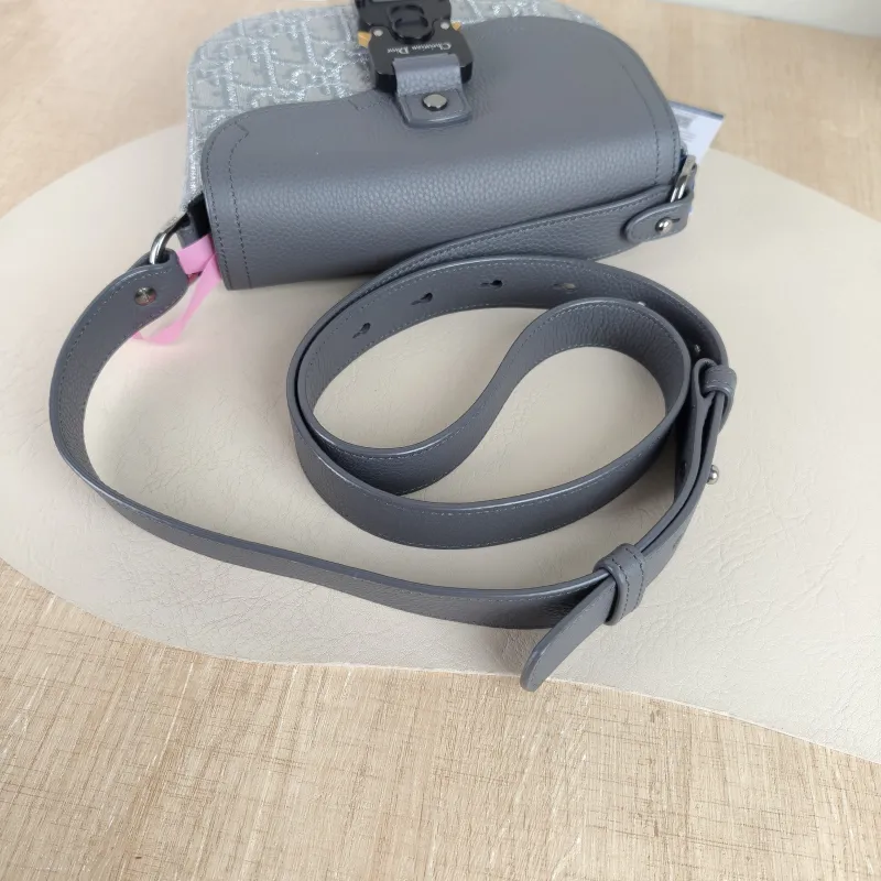 DIOR Crossbody Bag Grey Canvas Mini 20 × 5.5 × 13.5 cm — detail view 3 of 11