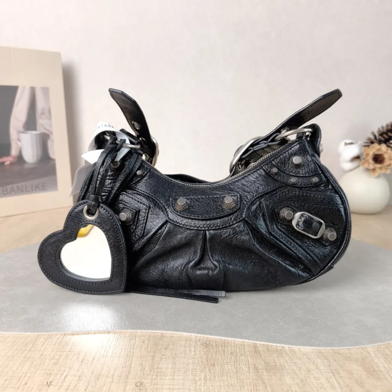 BALENCIAGA Crossbody Bag LE CAGOLE Black Lambskin XS 26 × 7 × 16 cm