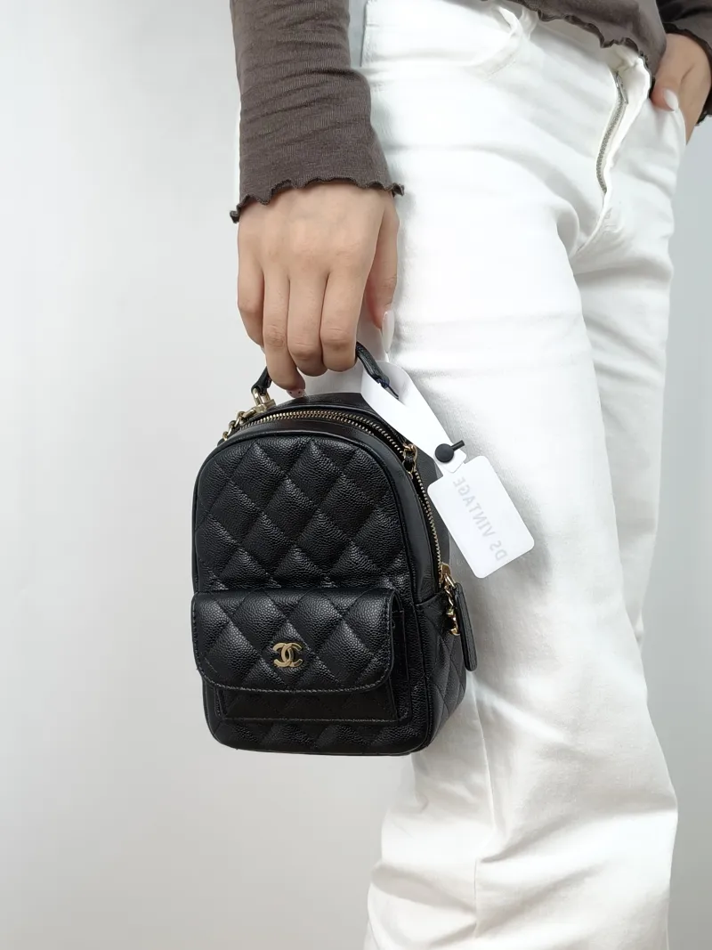 Chanel Backpack mini Backpack Collection Black Grained Calfskin One Size13 × 9 × 18 cm — on-model view 3 of 3