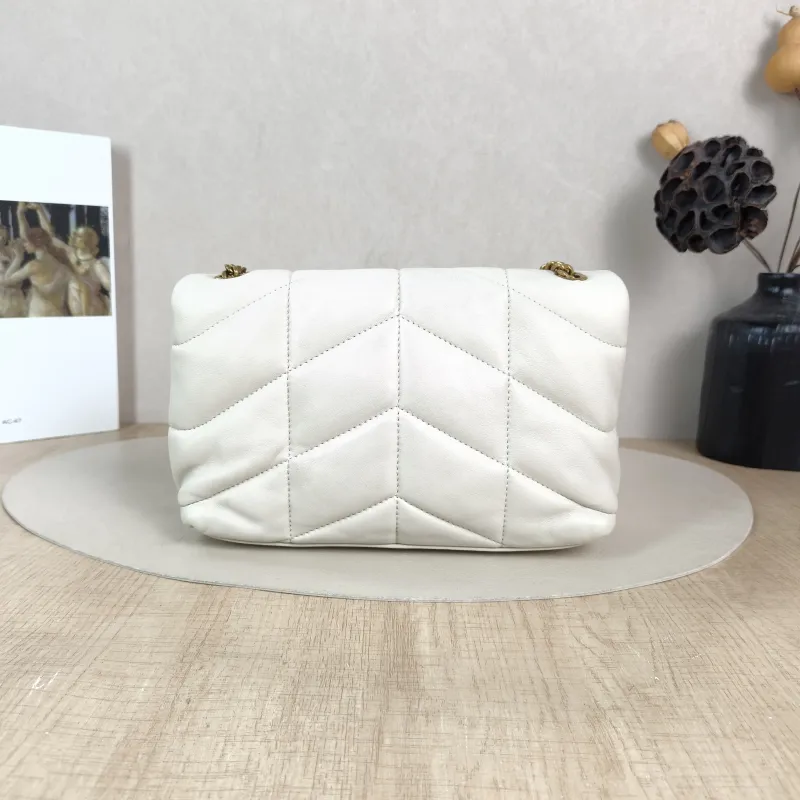 SAINT LAURENT Crossbody Bag LOULOU PUFFER White Lambskin Mini 23 × 8.5 × 15.5 cm — cover view 2 of 5