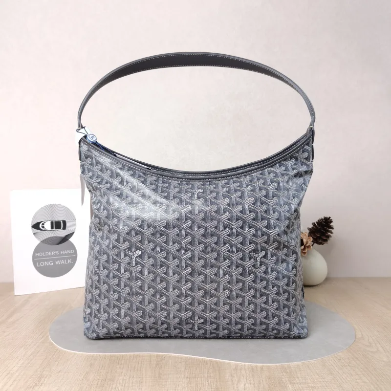 GOYARD Shoulder Bag Boheme Hobo​ Grey ine Canvas Small 43 × 14 × 27 cm
