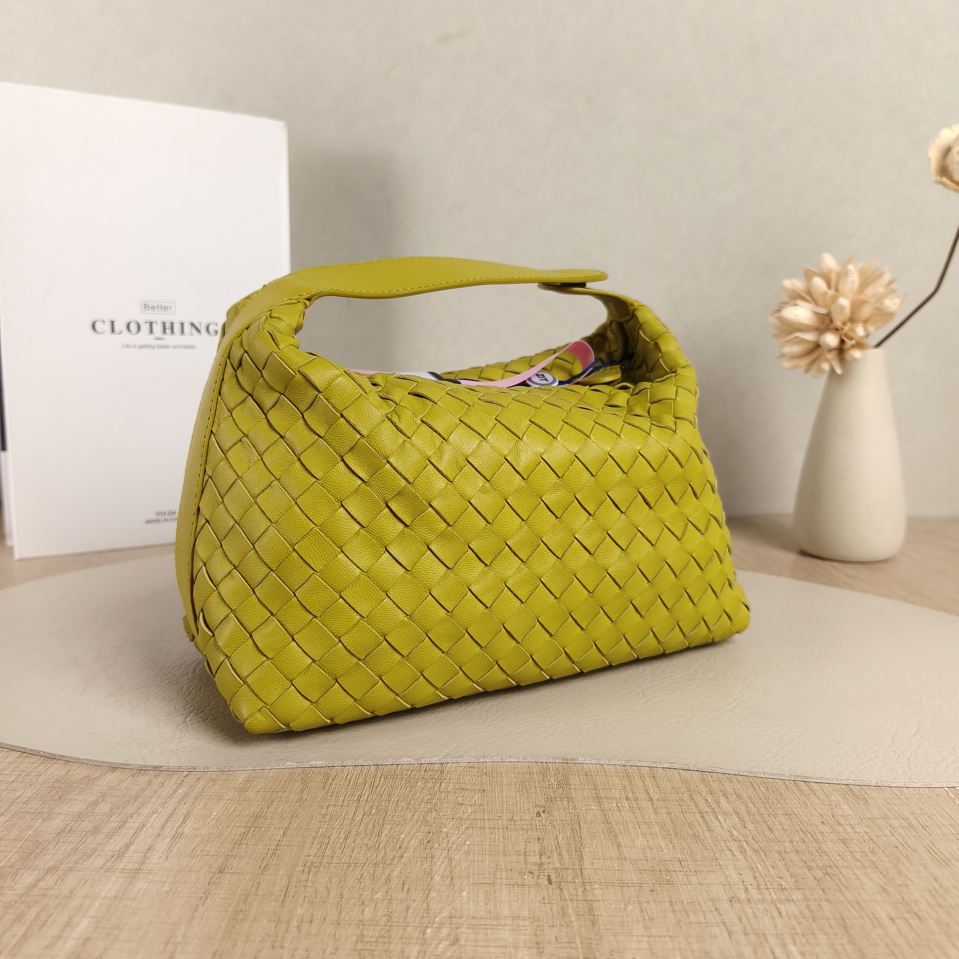 Bottega Veneta Top Handle Bag Wallace Woven Vanity Case Bag Green Calfskin Medium20 × 9.5 × 13 cm — cover view 5 of 5