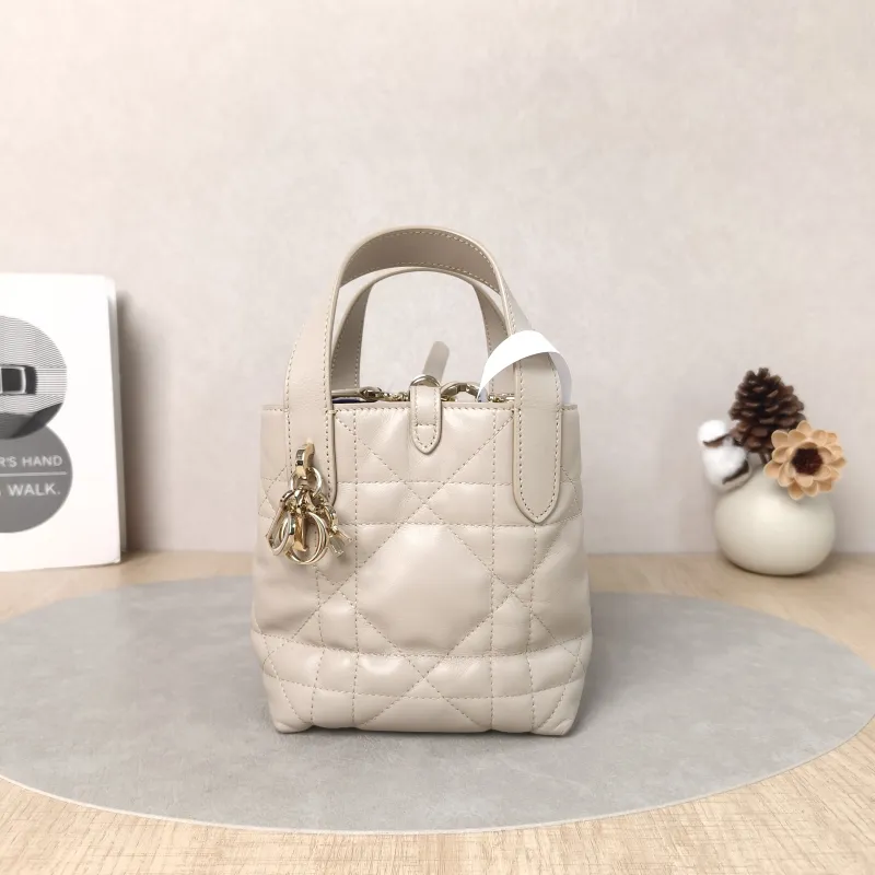 DIOR Top Handle Bag TOUJOURS Edition Beige Calfskinmini13 × 12 × 15 cm
