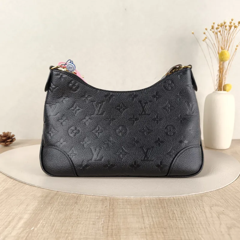 Louis Vuitton Crossbody Bag Boulogne Black Monogram Empreinte Embossed Calfskin Small 26 × 9.5 × 16 cm