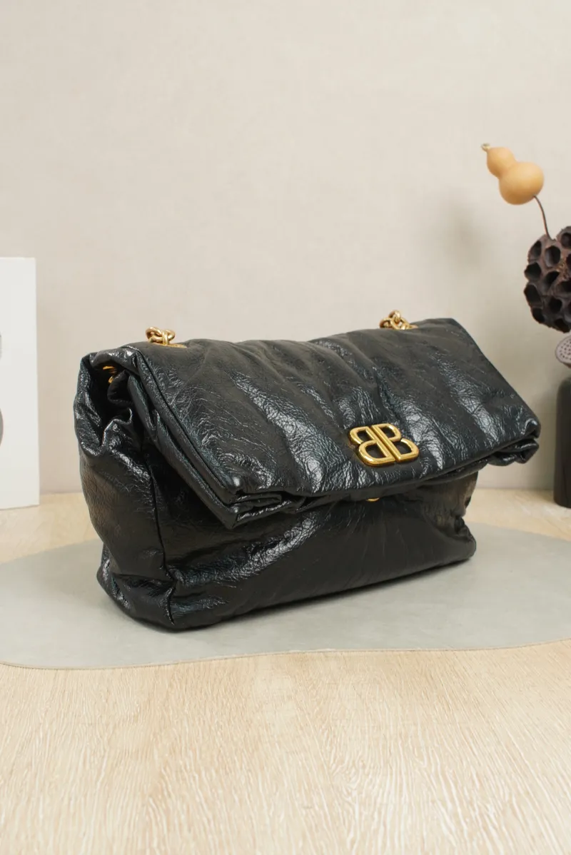 BALENCIAGA Shoulder Bag MONACO Chain Bag Black Calfskin28 × 10 × 18 cm — cover view 6 of 7