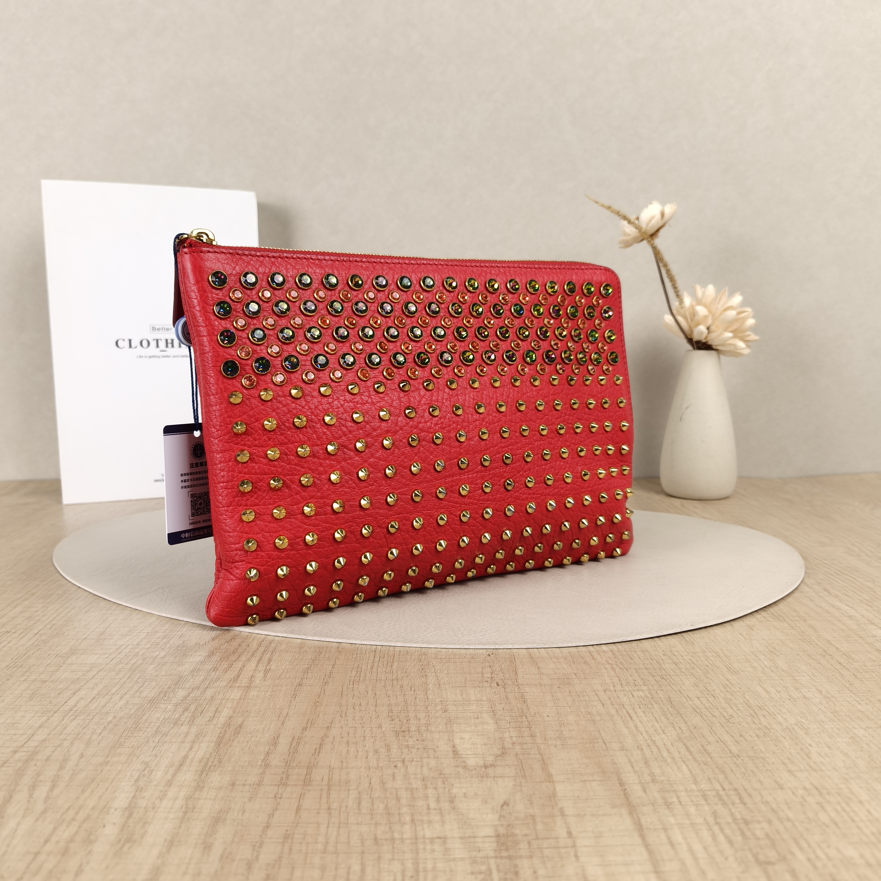 MCM Clutch Clutch Red Calfskin 28*19 — cover view 4 of 8