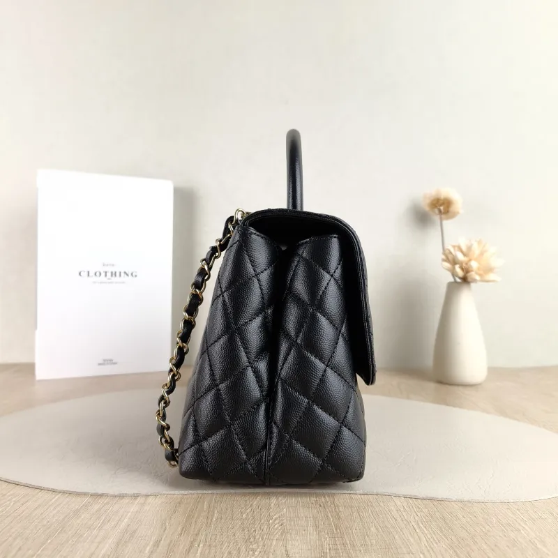Chanel Top Handle Bag Coco Handle​ Black Grained Calfskin Medium 29 × 12 × 18 cm — detail view 10 of 13