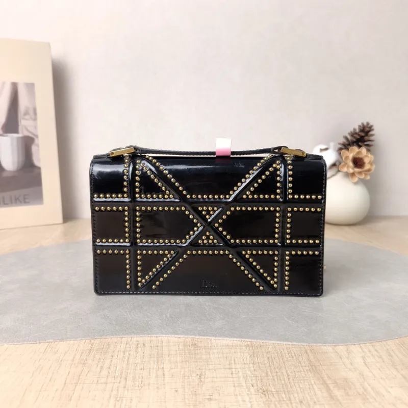 DIOR Crossbody Bag ama Black Patent Leather Mini 19 × 3 × 12 cm — cover view 5 of 5