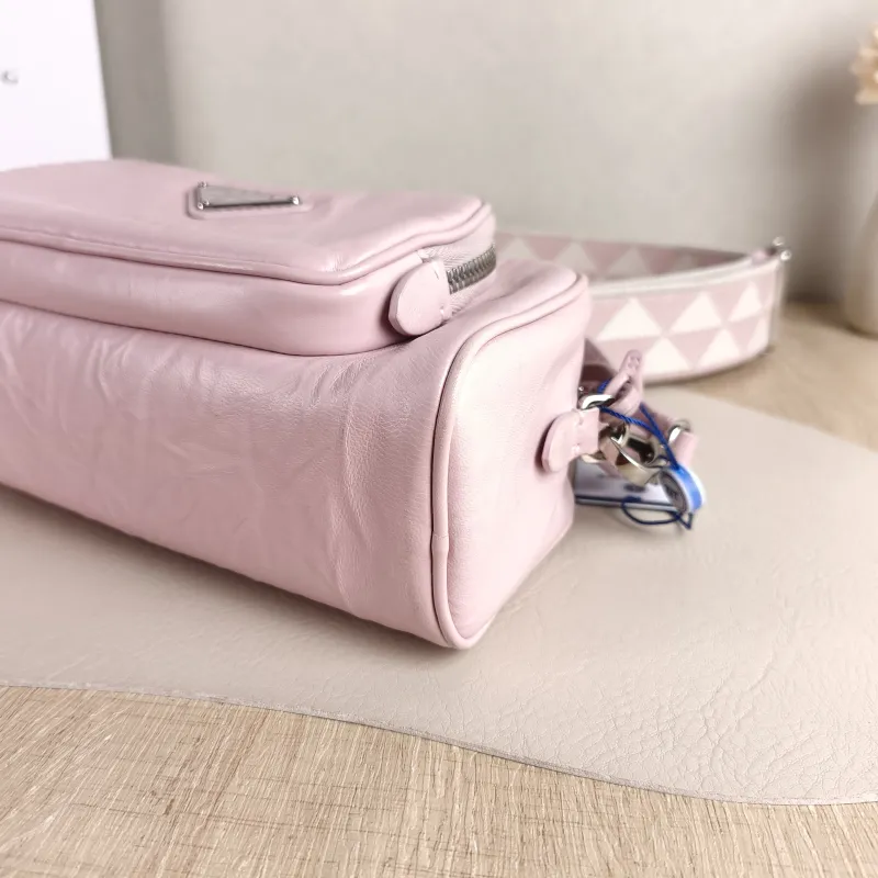 PRADA Crossbody Bag Camera Bag Pink Lambskin One Size 23 × 7 × 10 cm — detail view 7 of 13
