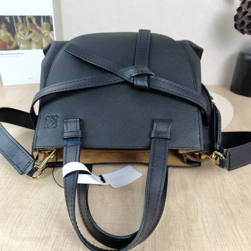 LOEWE Crossbody Baggate handbag Top Handle Bag Black Calfskin Small30 × 12 × 23.5 cm — detail view 4 of 12