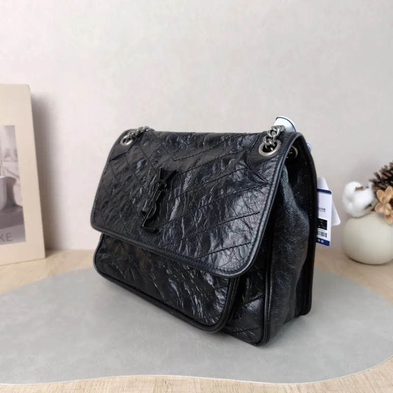 SAINT LAURENT Crossbody Bag Niki D Waxed Leather Calfskin Medium 28 × 8.5 × 20 cm — cover view 4 of 5