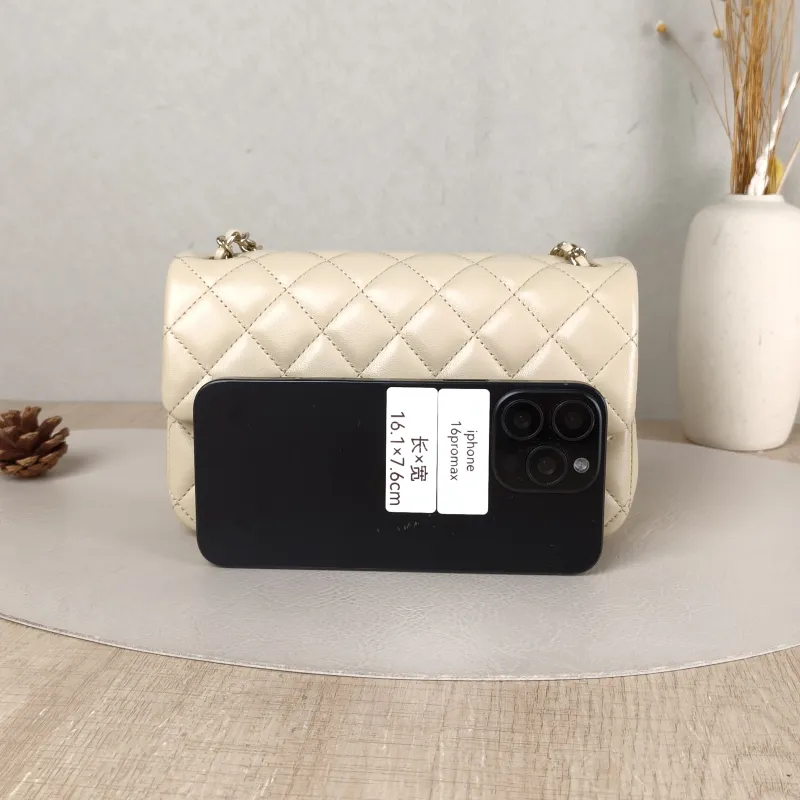 Chanel Crossbody Bag Classic Flap Large Mini CF Mini Beige Lambskin mini 20 × 6 × 12 cm — cover view 4 of 6