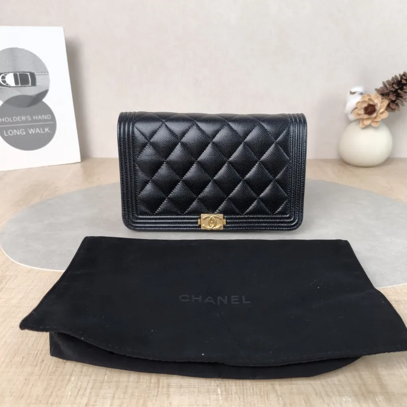 Chanel Crossbody Bag Le Boy​ WOC Black Grained Calfskin Mini 19.2 × 3.5 × 12.3 cm — cover view 6 of 6