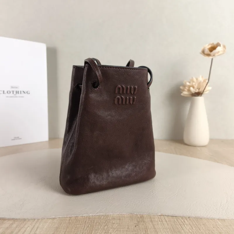 Miumiu Crossbody Bag logo Brown Lambskin One Size 14 × 6 × 16.5 cm — cover view 6 of 6