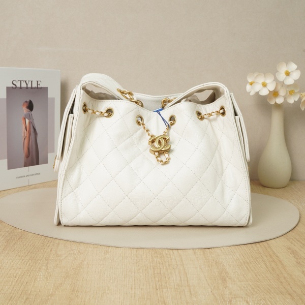 Chanel 25bag Small White Gold Grained Calfskin Microchip Edition · 26 × 14 × 30 cm
