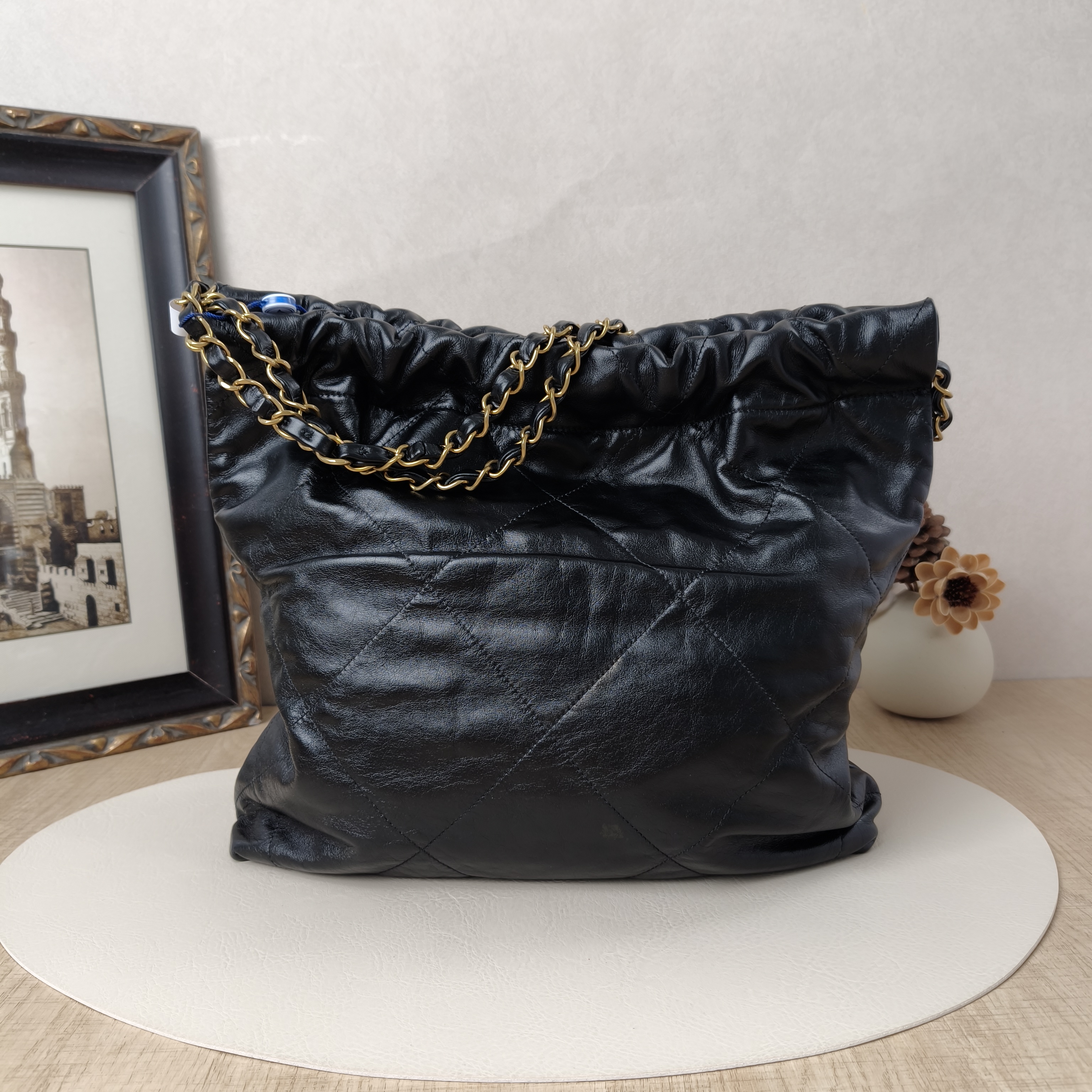 Chanel 22bag Small Black with Gold-Tone Hardware Calfskin Microchip Edition · Inner Pouch · 35 × 7 × 37 cm — cover view 5 of 9
