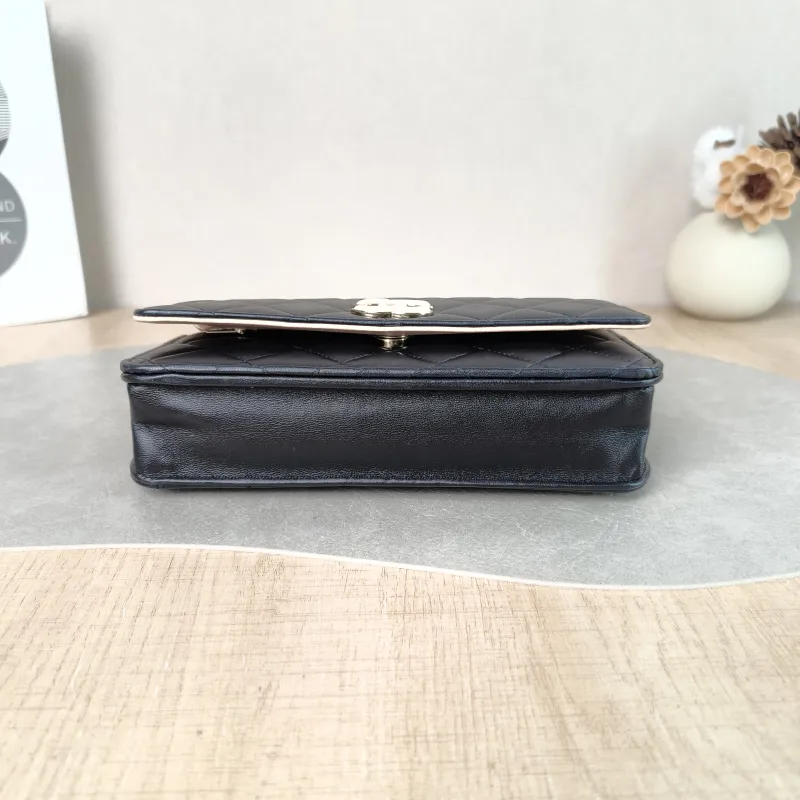 Chanel Crossbody Bag Classic Flap WOC CF WOCWOC Bag Black Pink Lambskin One Size 19 × 4 × 12.5 cm — cover view 5 of 6