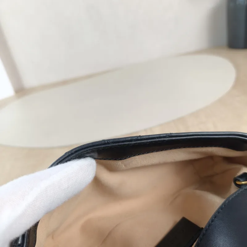 GUCCI Crossbody Bag GG Marmont Mini Marmont Mini Black Calfskin Mini 16.5 × 4.5 × 9.5 cm — detail view 5 of 11