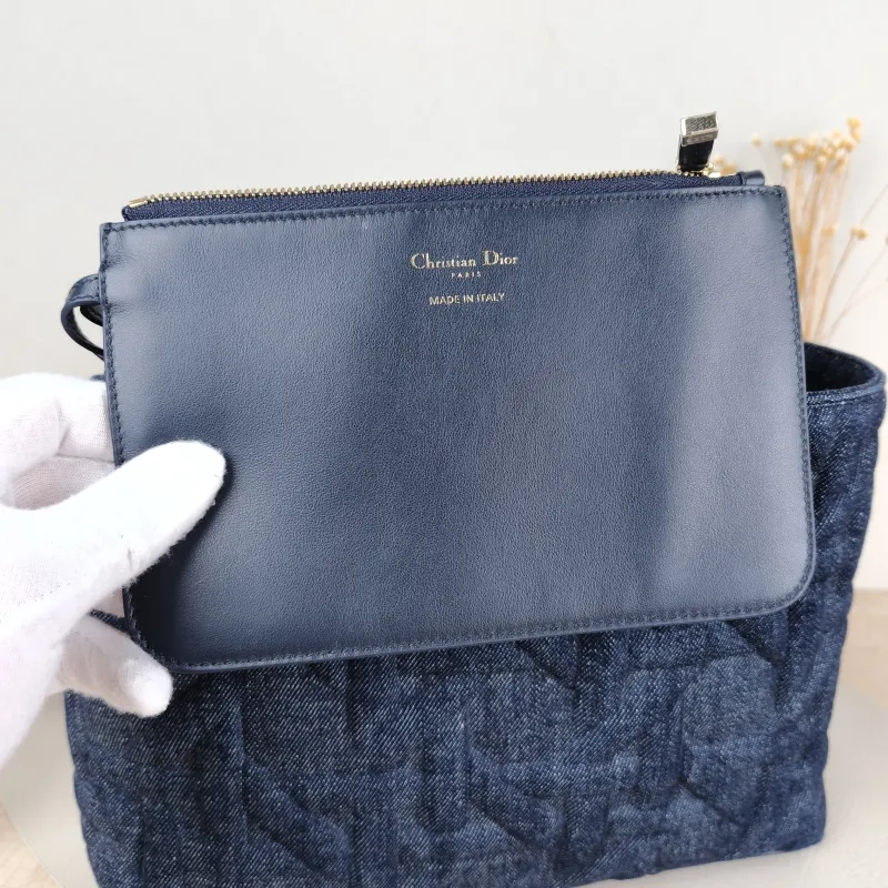 DIOR Top Handle Bag TOUJOURS Navy Medium 28.5 × 17 × 21.5 cm — detail view 4 of 12