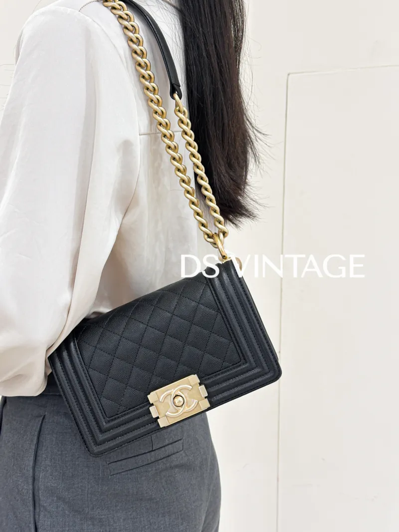 Chanel Crossbody Bag Le Boy​Black Grained Calfskin Small20.5 × 8.5 × 12 cm — on-model view 2 of 3