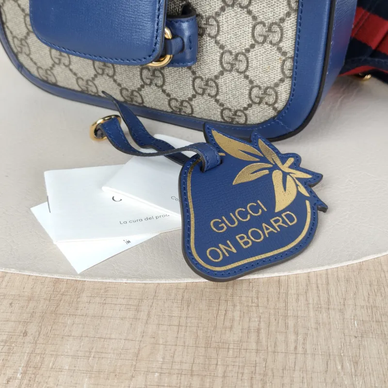 GUCCI Crossbody Bag Horsebit 1955 Horsebit Small Blue Monogram PVC Calfskin Small 20.5 × 5 × 14.5 cm — detail view 12 of 13