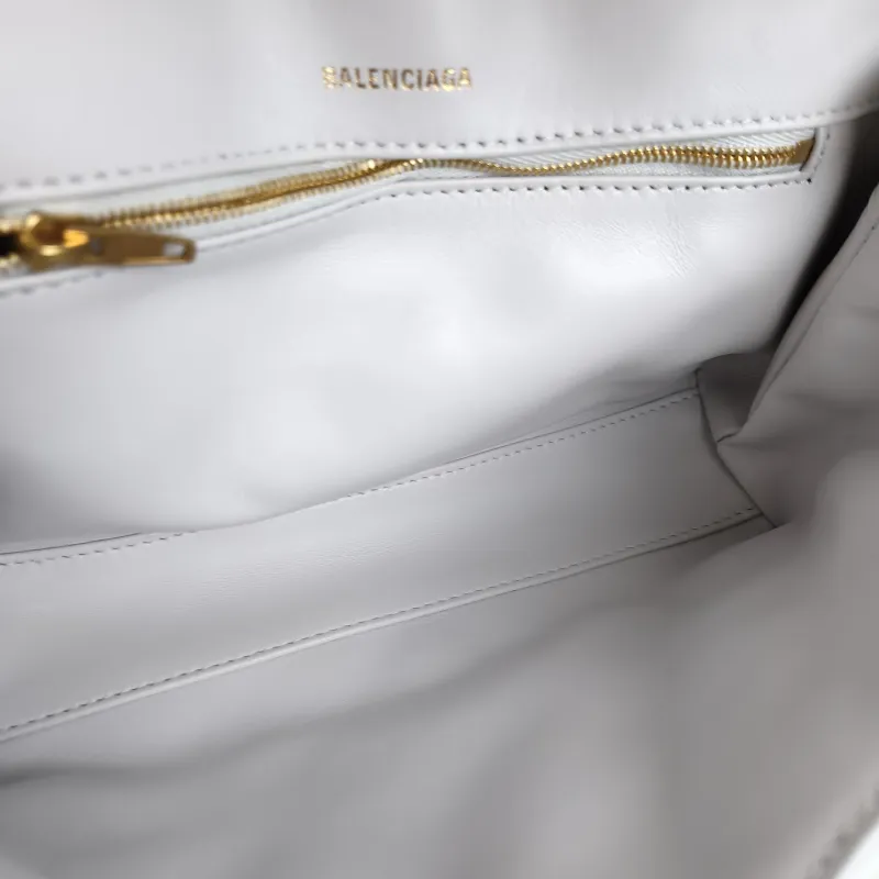 BALENCIAGA Crossbody Bag B Bag Crossbody Bag White Calfskin One Size 24 × 7 × 20 cm — detail view 3 of 12