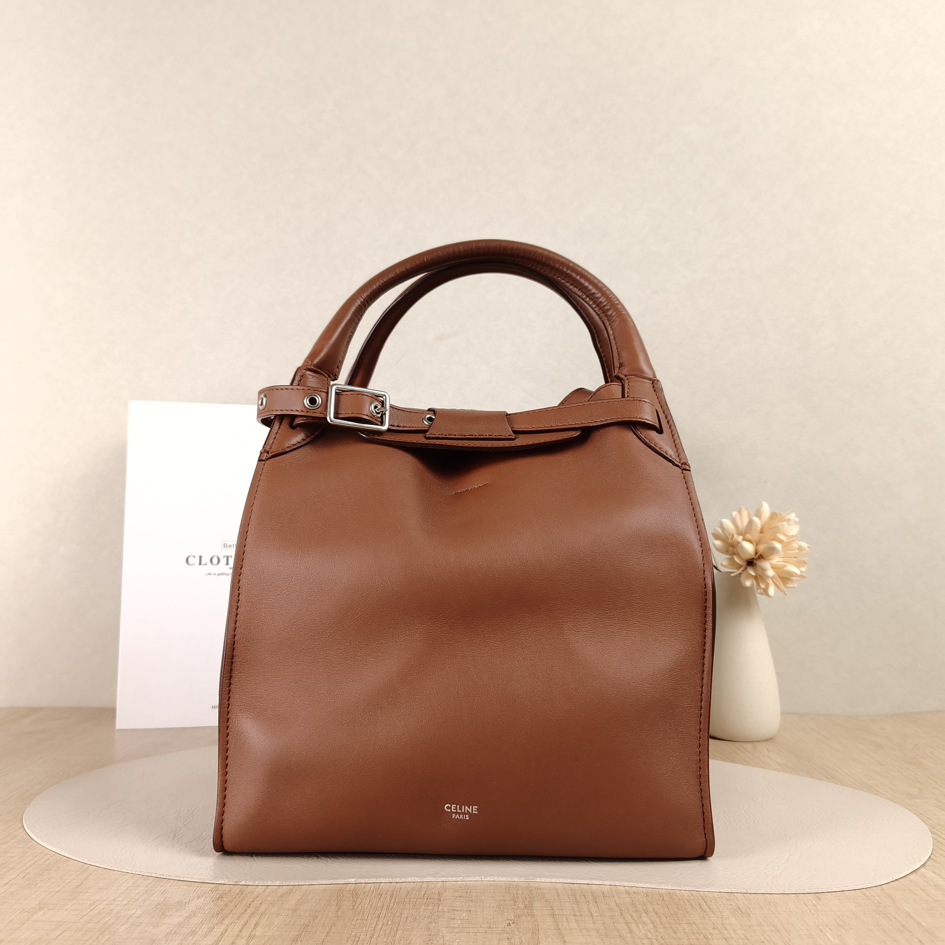 CELINE Top Handle Bag Big Bag Top Handle Bag Brown Calfskin Small23 × 21 × 27 cm