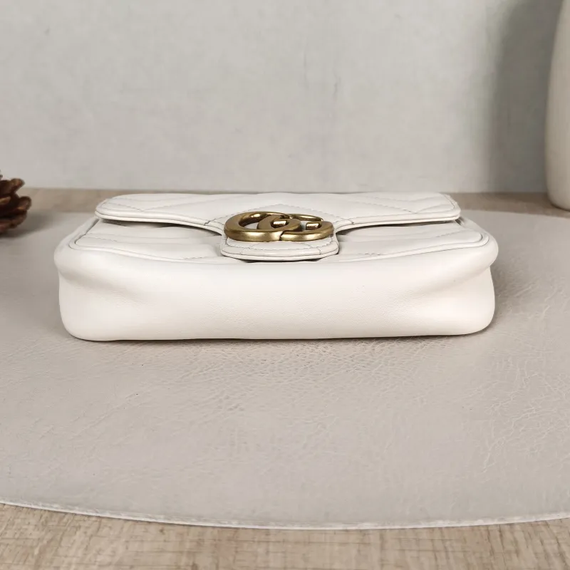 GUCCI Crossbody Bag GG Marmont Mini Marmont Mini White Calfskin Mini 16.5 × 4.5 × 9.5 cm — cover view 3 of 5