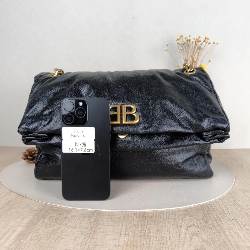 BALENCIAGA Shoulder Bag MONACO Chain Bag Black Calfskin Medium 34 × 15 × 24 cm — cover view 2 of 5