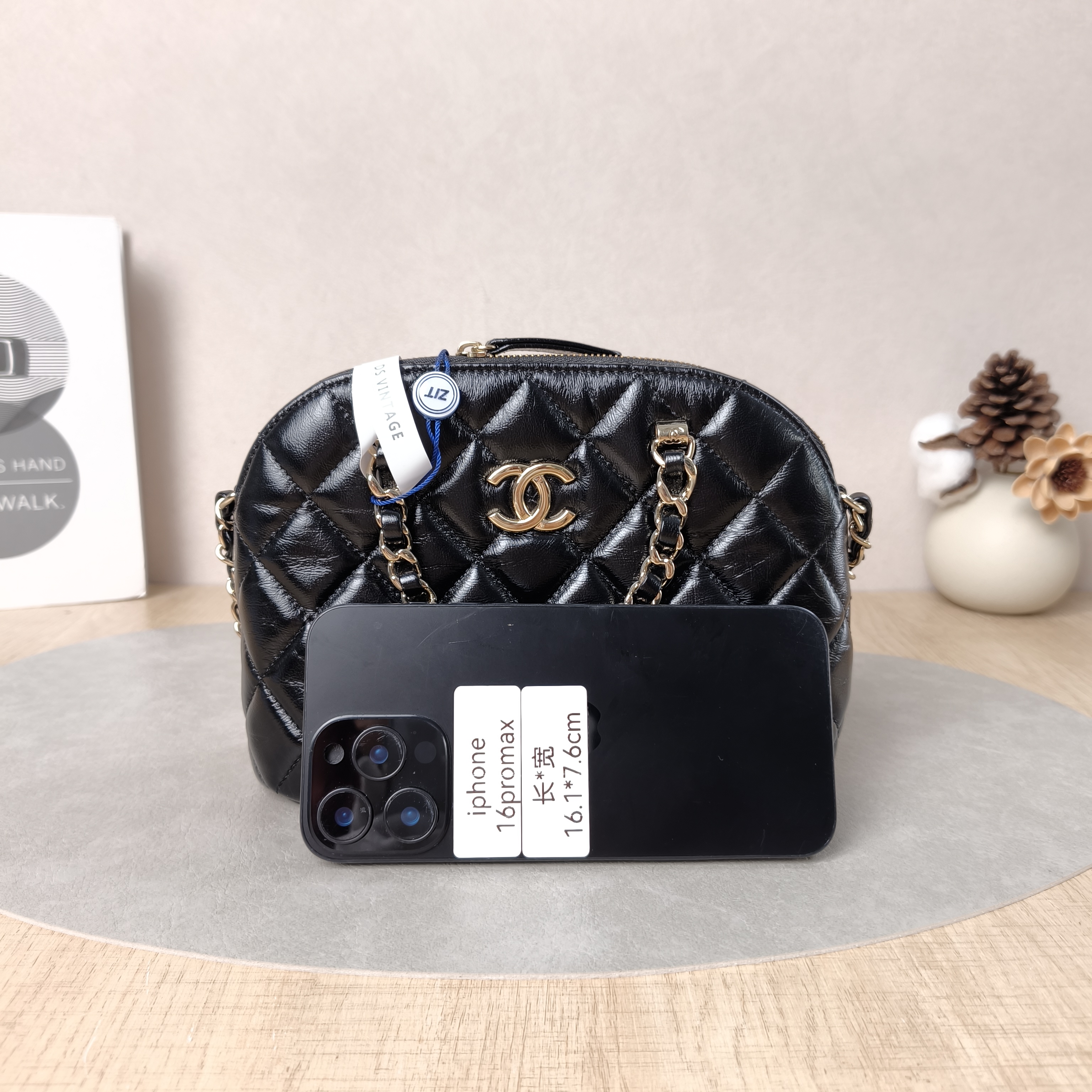 Chanel Crossbody Bag Dome Bag Crossbody Bag Black Lambskin One Size20 × 6 × 15 cm — cover view 4 of 5
