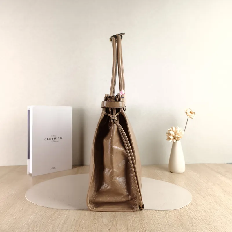PRADA Shoulder Bag Bonnie Soft Lux Taupe Waxed Leather 42 × 12 × 30 cm — detail view 1 of 13