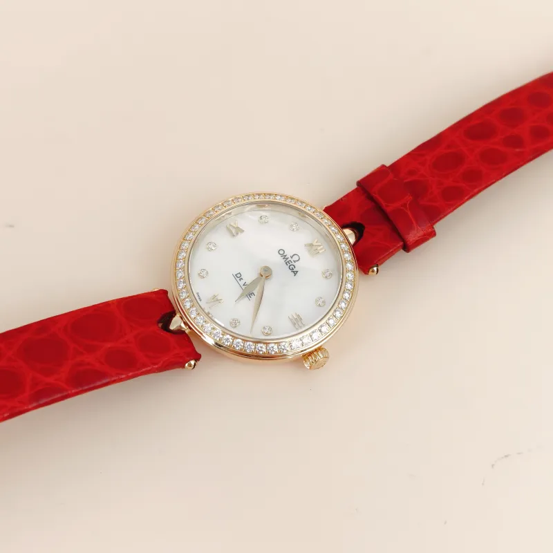 OMEGA Watch Collection Watch White Mother-of-Pearl 18KY ellow Gold Diamond One Size27mm Watch — cover view 7 of 9