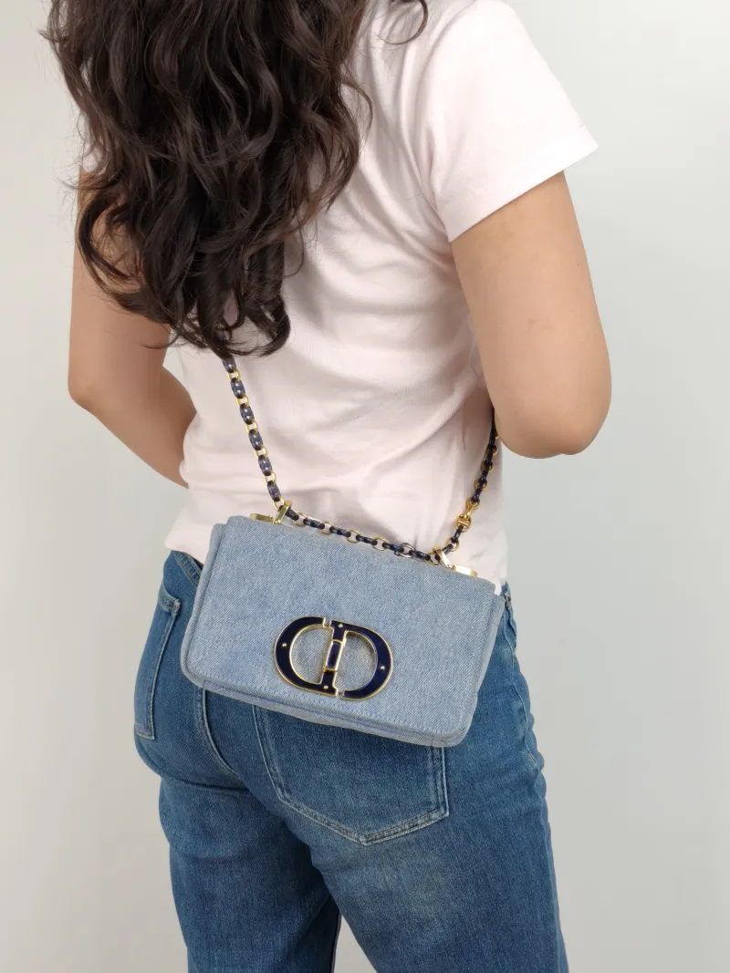 DIOR Crossbody Bag Caro Chain Bag Blue Small 20 × 7 × 13.5 cm — on-model view 2 of 2