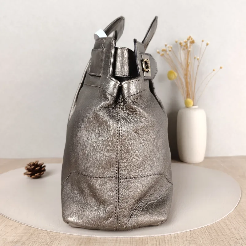FERRAGAMO Shoulder Bag Shoulder Bag Grey Calfskin One Size 34 × 13 × 34 cm — detail view 6 of 11