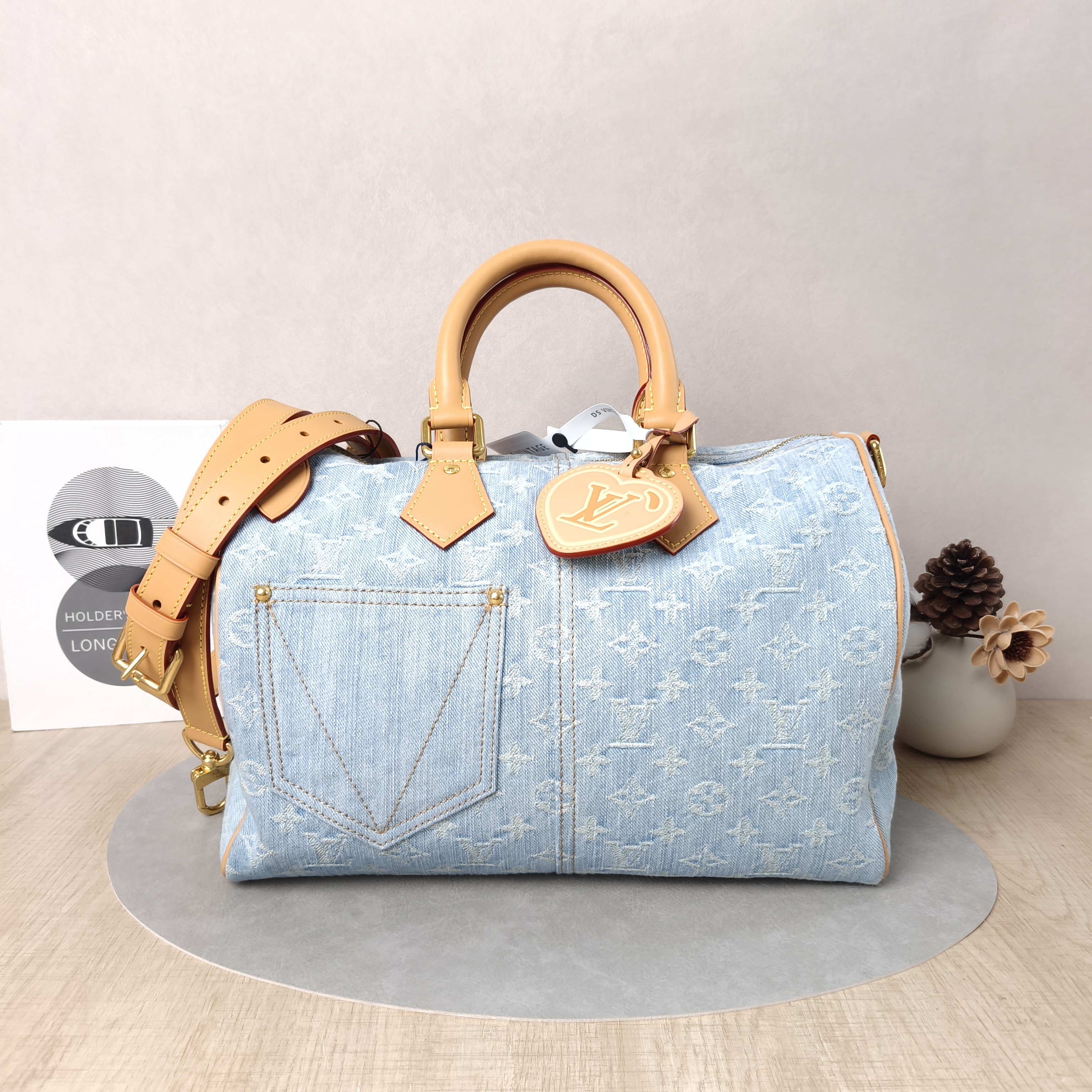 Louis Vuitton Top Handle Bag Speedy30 Blue Large30 × 17 × 21 cm