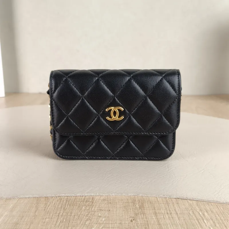Chanel Crossbody Bag cf Collection Crossbody Bag Black Lambskin One Size 12 × 3 × 9 cm 31