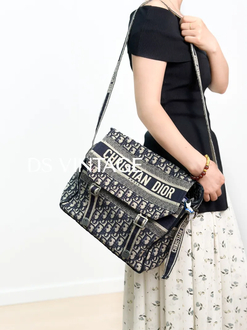 DIOR Crossbody Bag camp Messenger Bag Blue Canvas Medium29 × 12 × 22 cm — on-model view 3 of 3