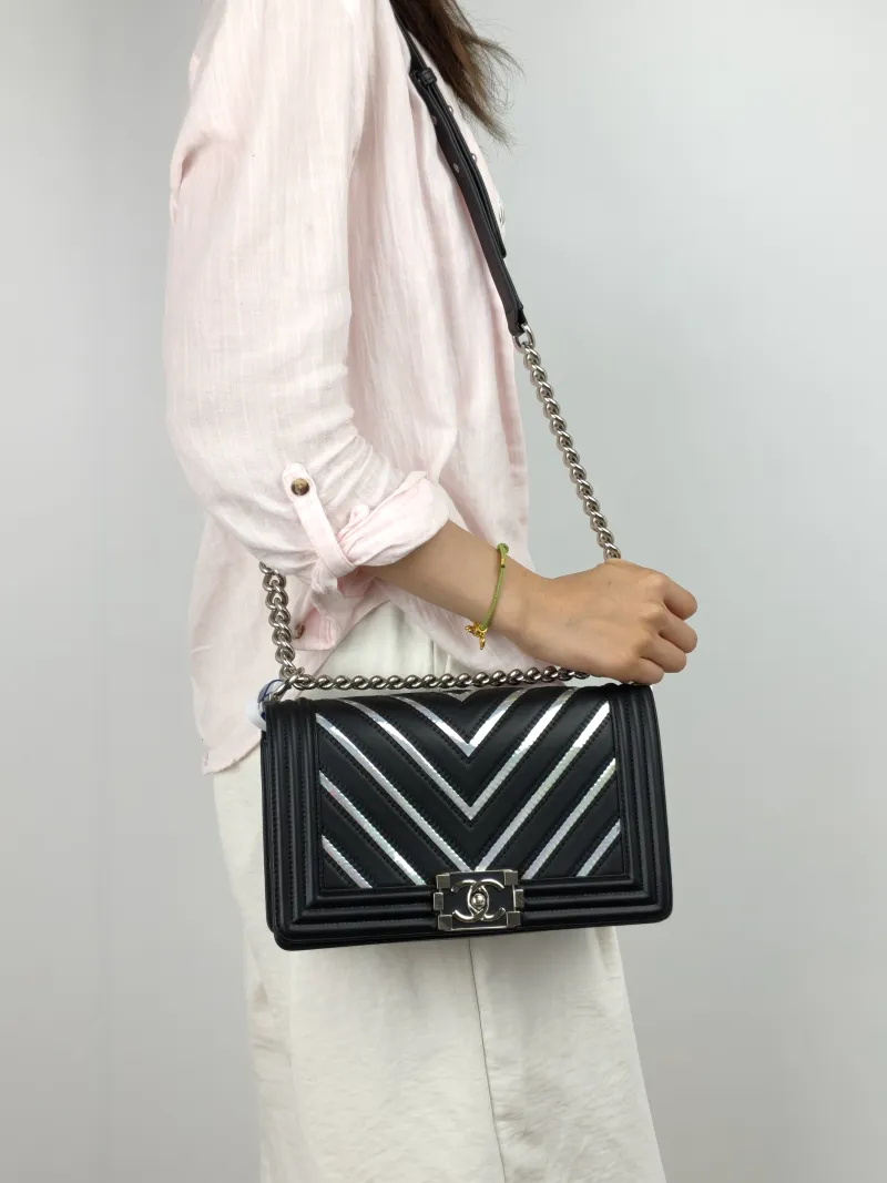 Chanel Crossbody Bagv leboy Black Lambskin Medium25 × 9 × 15 cm — on-model view 3 of 3