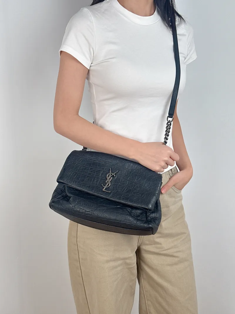 SAINT LAURENT Shoulder Bag Shoulder Bag Black Calfskin One Size 28 × 10 × 17 cm — on-model view 2 of 2