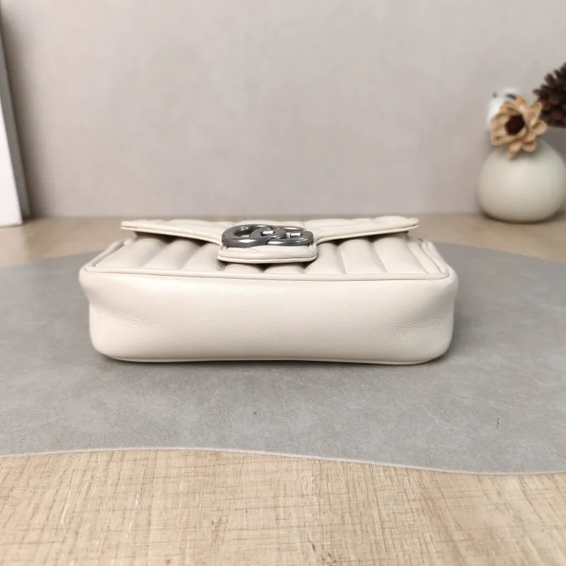 GUCCI Crossbody Bag GG Marmont Mini Marmont Mini White Calfskin Mini 16.5 × 4.5 × 9.5 cm — cover view 4 of 5