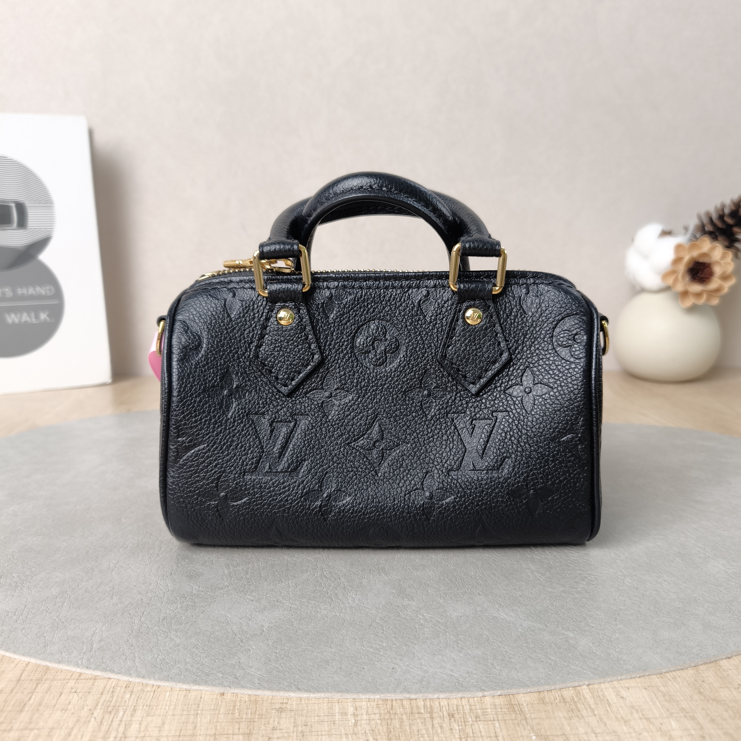 Louis Vuitton Crossbody Bag Speedy Nano Black Empreinte Embossed Calfskinnano16 × 7.5 × 10 cm