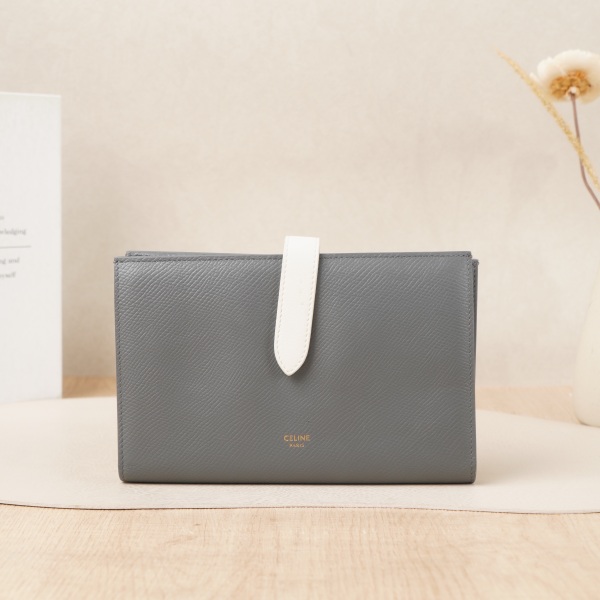 CELINE Grey Calfskin · 19 × 2.5 × 12 cm