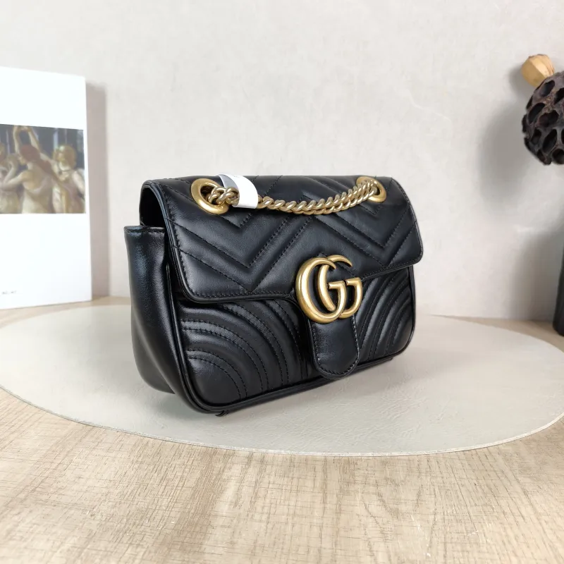 GUCCI Crossbody Bag GG Marmont Small Marmont 22 Black CC alfskin Small 22 × 6 × 13 cm — cover view 3 of 5