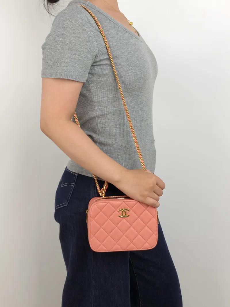 Chanel Crossbody Bag Box Crossbody Bag Pink Lambskin One Size 17 × 7 × 12.5 cm — on-model view 1 of 3