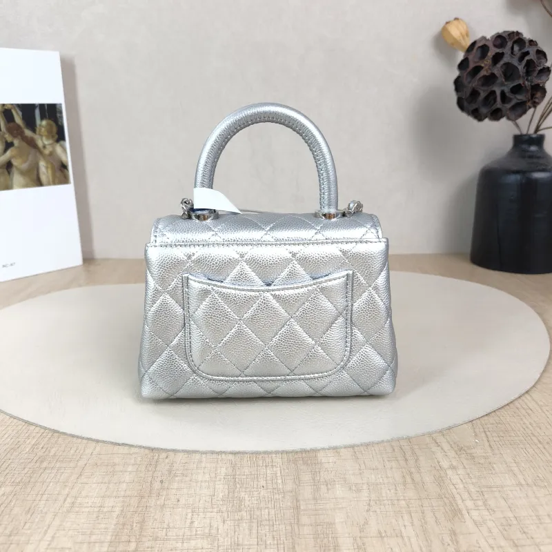 Chanel Crossbody Bag Coco Handle​Silver Grained Calfskin Mini14.5 × 5.5 × 11.5 cm — cover view 5 of 5