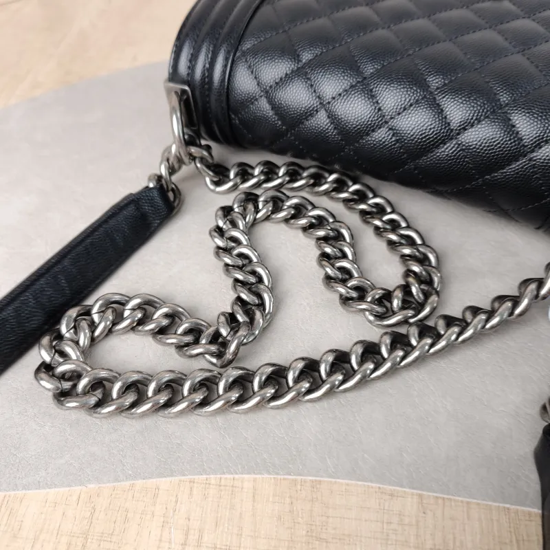 Chanel Crossbody Bag Le Boy​ Black Grained Calfskin Small 20.5 × 8.5 × 12 cm — detail view 6 of 13