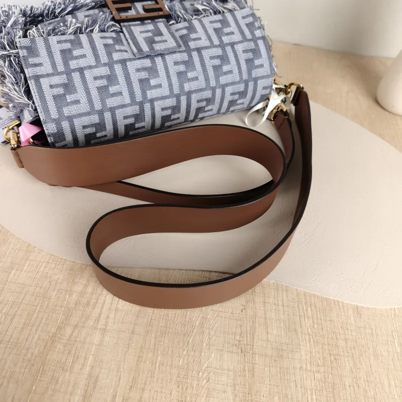 FENDI Crossbody Bag Baguette Baguette Bag Blue Canvas Medium 27 × 6 × 15 cm — detail view 8 of 13