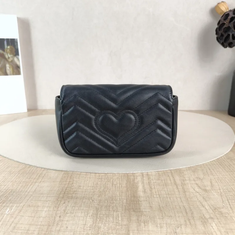 GUCCI Crossbody Bag GG Marmont Mini Marmont Mini Black Calfskin Mini 16.5 × 4.5 × 9.5 cm — cover view 2 of 5